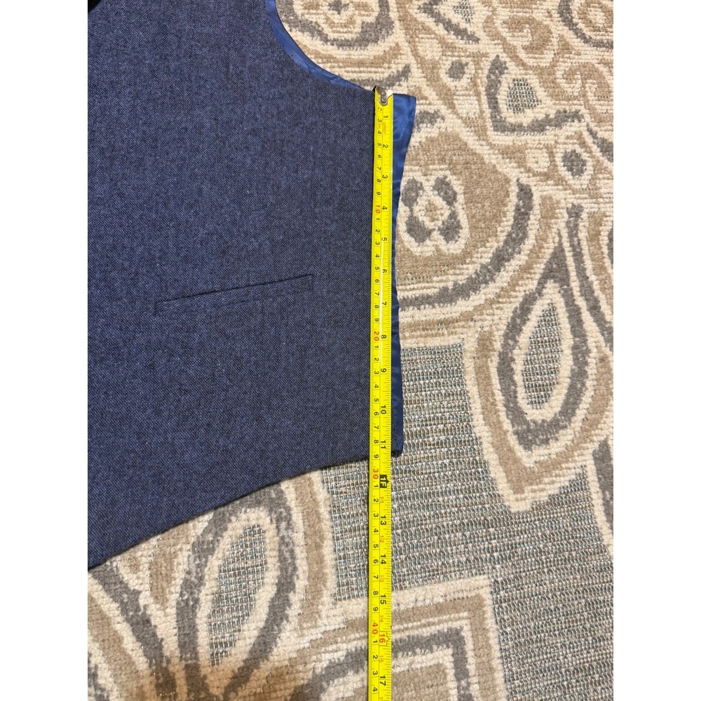 Madison Mens Blue Wool Blend Notched Lapel Suit Vest Waistcoat Size L - Picture 4 of 8